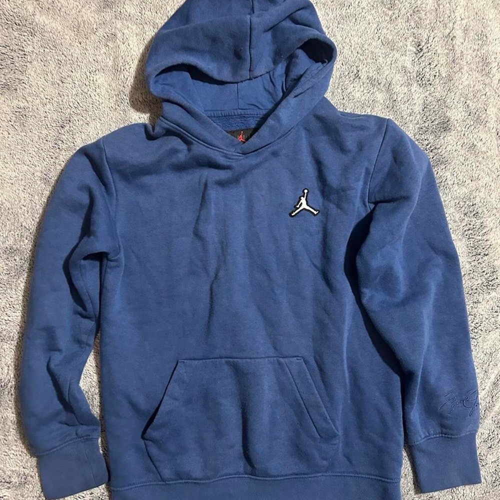 Jordan Boys Large 12-13 Navy Blue Jumpman Fleece Pullover Hoodie